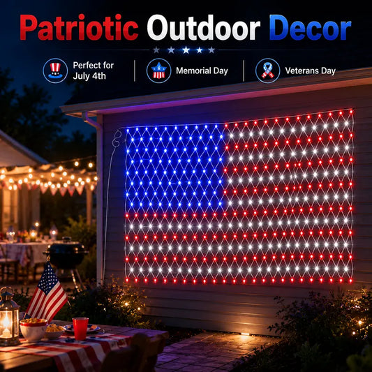Outdoor solar American flag light, 6.5 ft x 3.28 ft, ultra-bright; suitable for Independence Day, National Day, and Memorial Day decorations; waterproof solar outdoor light