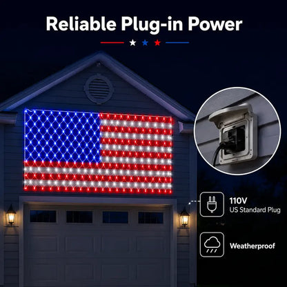 Outdoor solar American flag light, 6.5 ft x 3.28 ft, ultra-bright; suitable for Independence Day, National Day, and Memorial Day decorations; waterproof solar outdoor light