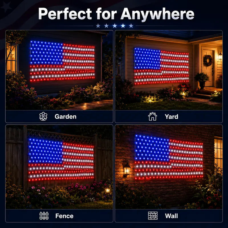 Outdoor solar American flag light, 6.5 ft x 3.28 ft, ultra-bright; suitable for Independence Day, National Day, and Memorial Day decorations; waterproof solar outdoor light