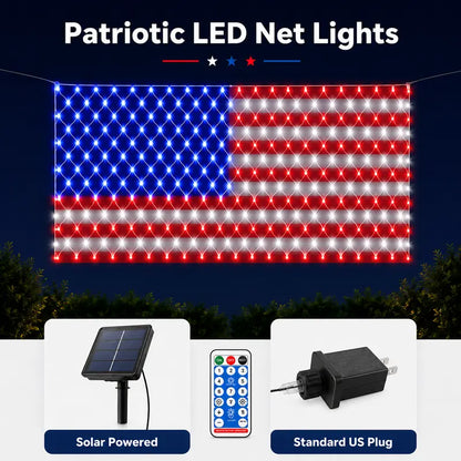 Outdoor solar American flag light, 6.5 ft x 3.28 ft, ultra-bright; suitable for Independence Day, National Day, and Memorial Day decorations; waterproof solar outdoor light