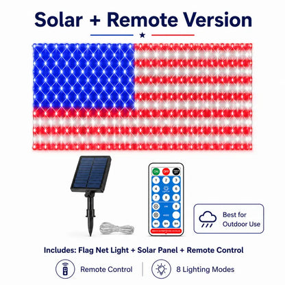 Outdoor solar American flag light, 6.5 ft x 3.28 ft, ultra-bright; suitable for Independence Day, National Day, and Memorial Day decorations; waterproof solar outdoor light