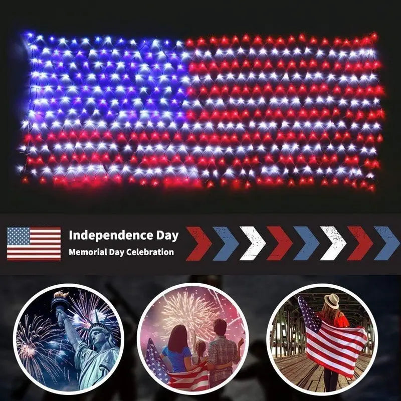 Outdoor solar American flag light, 6.5 ft x 3.28 ft, ultra-bright; suitable for Independence Day, National Day, and Memorial Day decorations; waterproof solar outdoor light