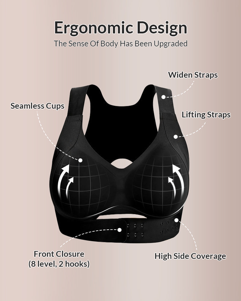 Front Closure Cross-Back Wireless Posture Bra