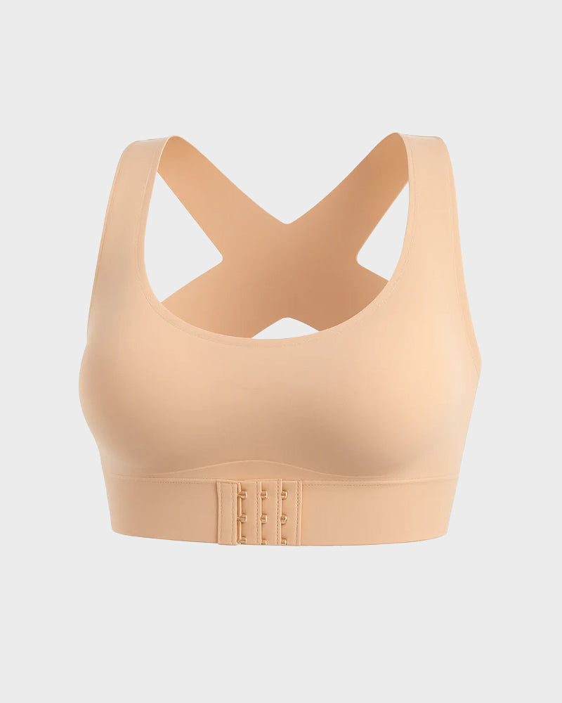 Front Closure Cross-Back Wireless Posture Bra