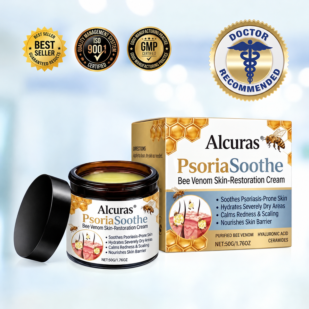 Alcuras® PsoriaSoothe Bee Venom Skin-Restoration Cream