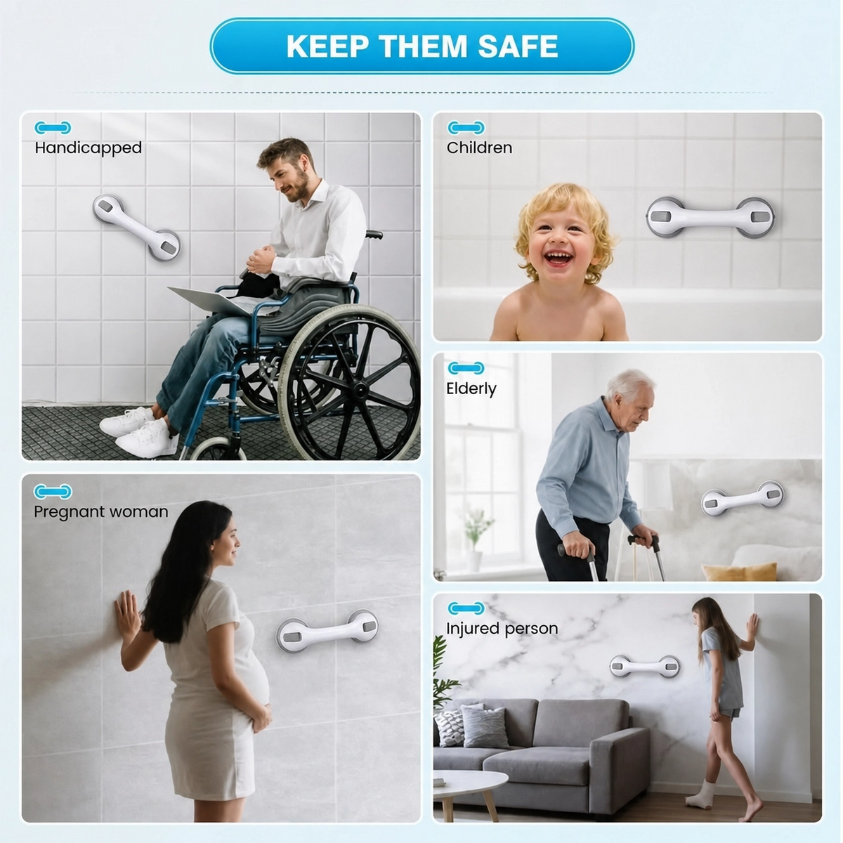 🛡️ No-Drill Suction Grab Bar
